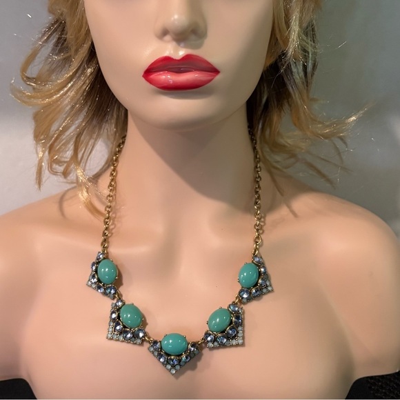 Stella & Dot Statement Necklace - Turquoise & Blue Crystal Bib - Picture 3 of 10